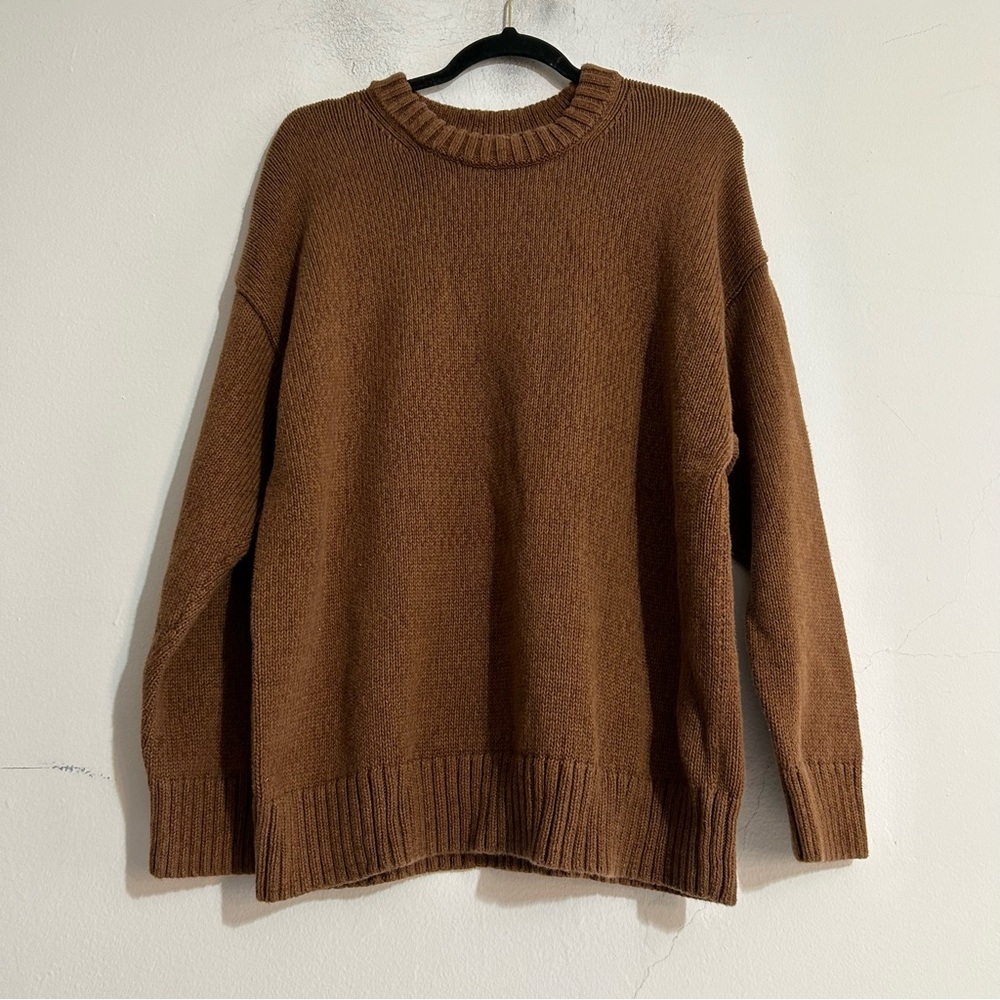 Gap 100% cotton Oversized Boyfriend Sweater Brown Fisherman Minimal Neutral